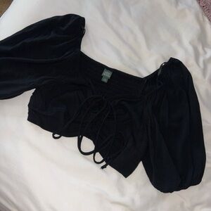 black wild fable tie front top